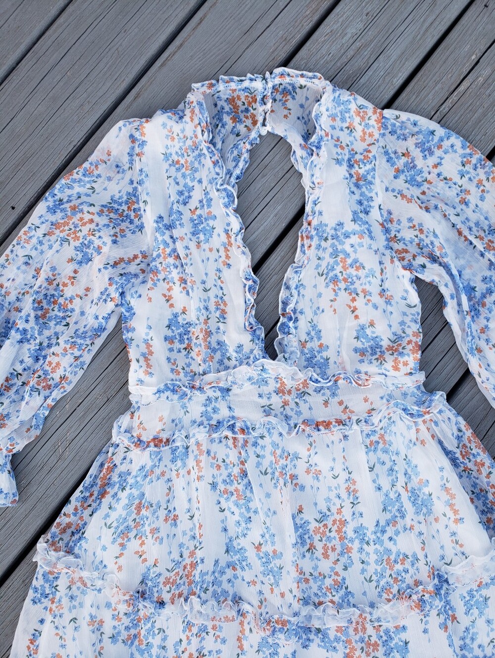 Floral Ruffled Mini Dress - Size Medium - Picture 3 of 11